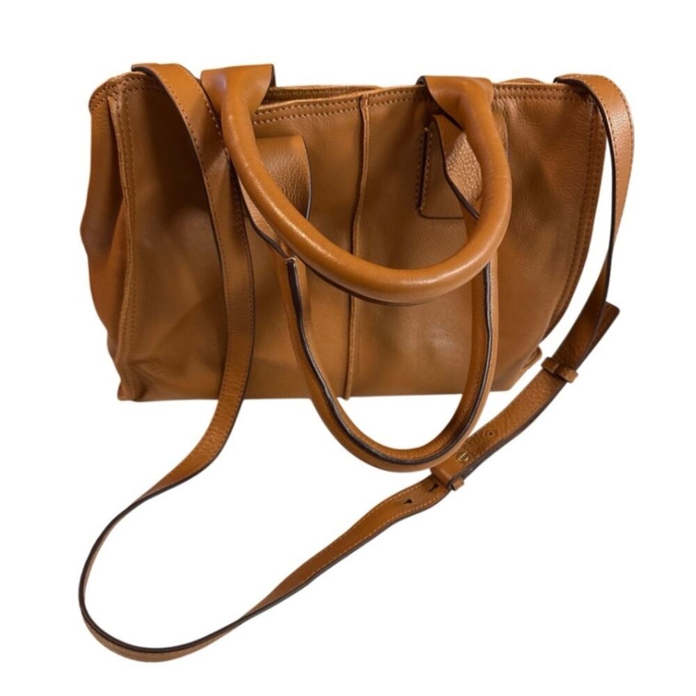 Lucky Brand Genuine Leather Satchel Shoulder Bag Brown Camel